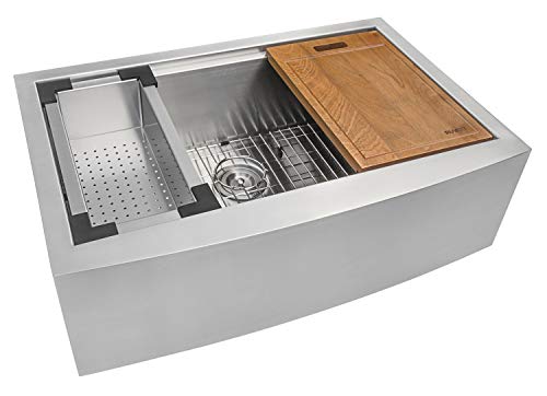 33-in 16-Gauge Apron-Front Farmhouse Workstation Sink - RVH9200 (33 Inch - Single Bowl)