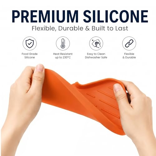 Silicone Soap Dish with Drain Spout (Orange / M(9.6"×5.3"))