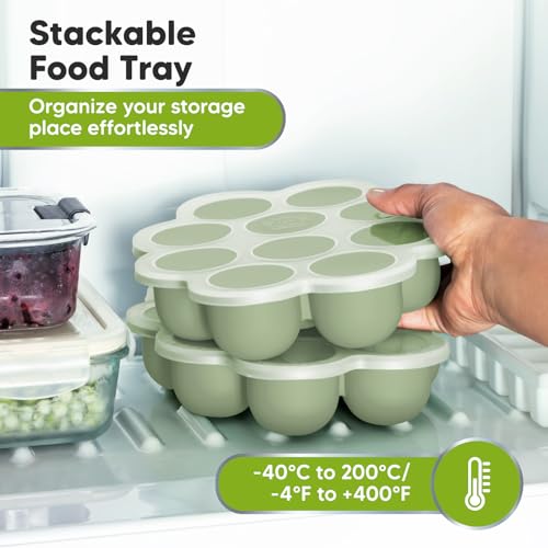 Silicone Food Freezer Trays with Lid (Sage)