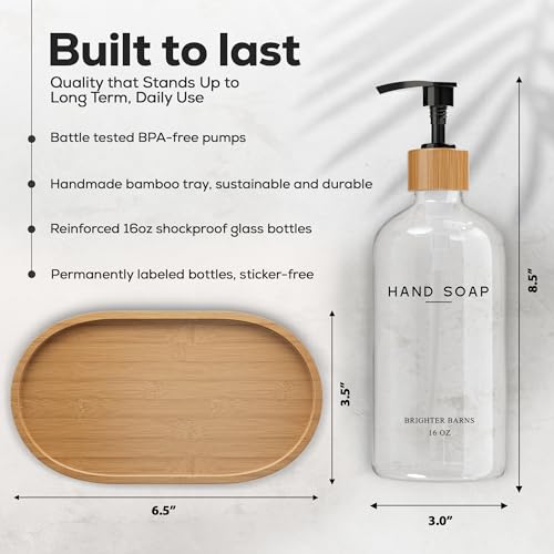 Clear Glass Hand and Dish Soap Dispenser Set by Brighter Barns (Clear Hd)