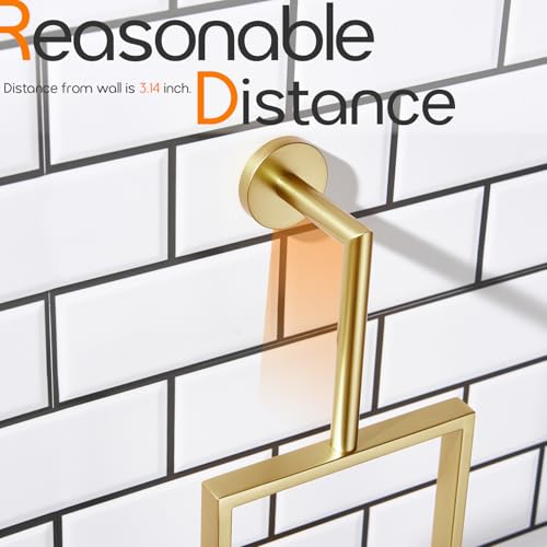 Towel Rings for Bathroom Wall Mounted Vertical Towel Rack Brushed Gold Stainless Steel Contemporary Hand Towels Holder Hanger (Brushd Gold)