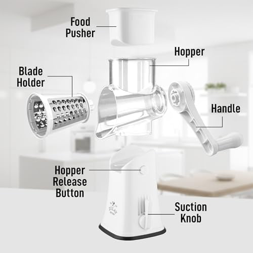 Rotary Cheese Grater Manual Hand Crank 5 Blade Shredder