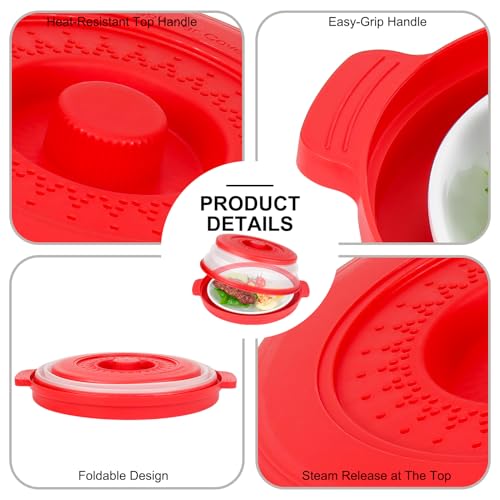 10.7 Inch Microwave Food Cover with Heat Insulation Mat (Red)