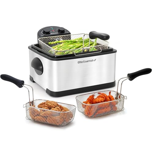 4.5Qt Immersion Deep Fryer (3 Baskets / Stainless Steel and Black)