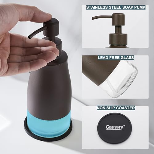 Matte Brown Soap Dispenser with Coaster & Stickers (Matte Brown)