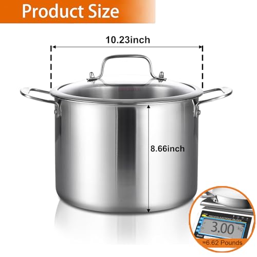 Tri ply Stainless Steel 12 Quart Heavy Duty Induction Stock Pot (Silver / 12 Quarts)