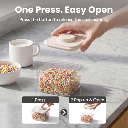 Glass Airtight Food Storage Containers with Pop Lids (White)