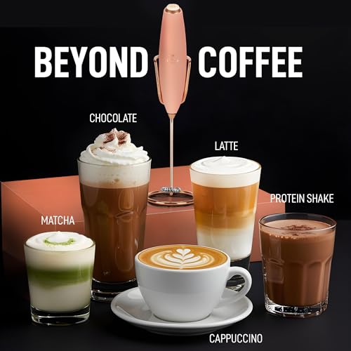 Powerful Milk Frother Wand With Duracell Batteries (Gift Box Rose Peach / Z1 Motor + Batteries)
