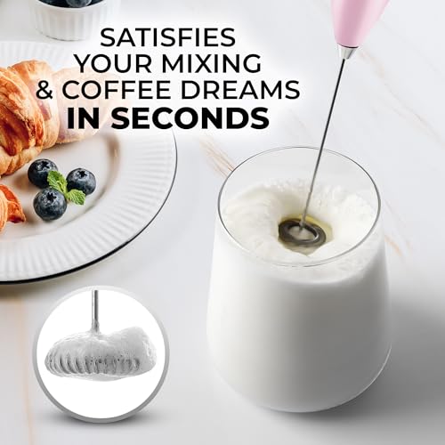 Zulay Powerful Milk Frother for Coffee with Upgraded Titanium Motor (Innocent Pink / OG Frother)