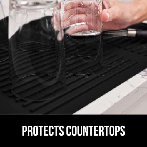 Patented BPA Free Silicone Dish Drying Mat (13" x 11" / Silicone / Black)
