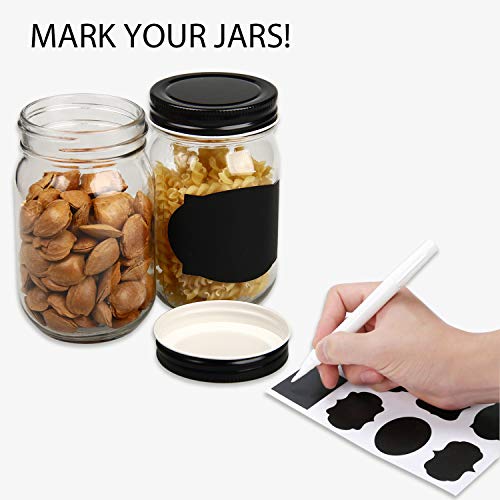 20 Pack Mason Jars (12oz - Black Lid)