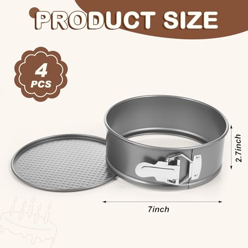 4 Pcs 7 Inch Non Stick Springform Pans Cheesecake Pans (Gray / 7 Inch)