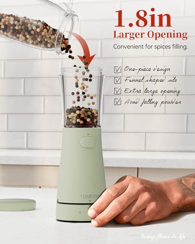 Electric Salt and Pepper Grinder Set with Storage Base (Green)