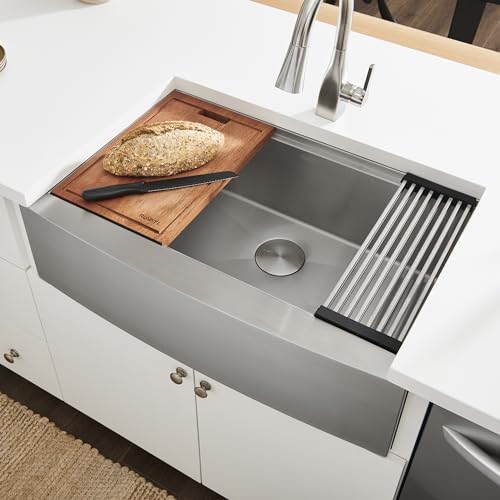 30-in 16-Gauge Apron-Front Farmhouse Workstation Sink - RVH9100 (30 Inch - Single Bowl)