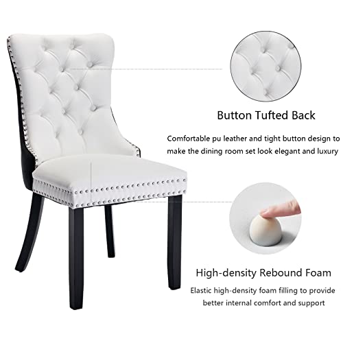 Black and White Dining Chairs Set of 2 (White)