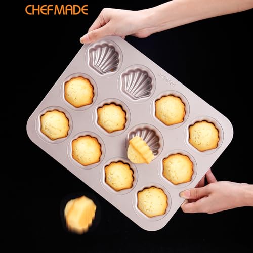 Madeleine Mold Cake Pan (09 - Gold Scallop 12 Cups)