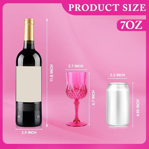 48Pack Plastic Wine Glasses (Hot Pink)