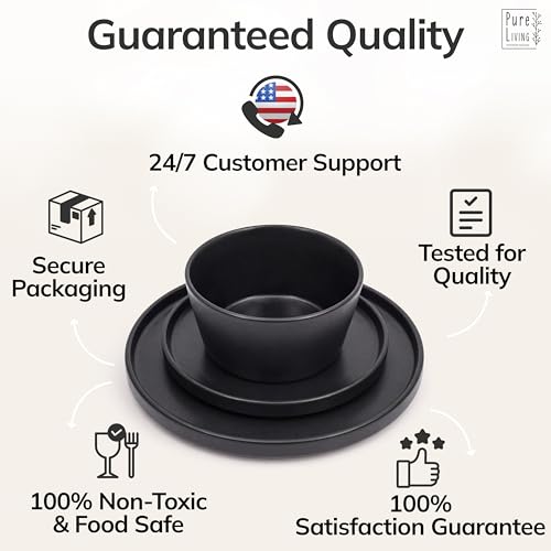 24 Piece Black Dinnerware Set for 8 (Matte Black / Set for 8 (24pcs))
