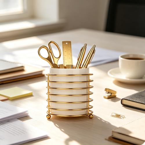 Silverware Holder for Kitchen Countertop (L / White Gold)