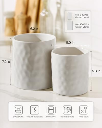 Ceramic Utensil Holder (Matte White)