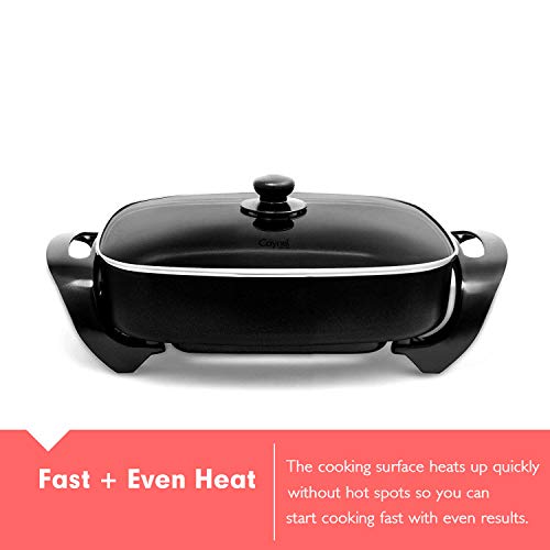 12 x 12 Inch Nonstick Ceramic Electric Skillet with Glass Lid (12*12 Black)