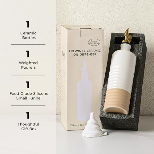 Ceramic Olive Oil Dispenser Bottle 16.9 oz with Pour Spout