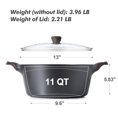 Nonstick Pot Stock Pot with Lid (11 Quarts / Classic Black)