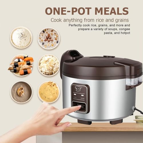 15.8QT Large Commercial rice cooker & warmer 84 cups cooked rice (Silver & Black / 84 Cups Cooked - Rice Warmer)