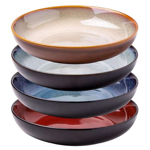 9.0" Ceramic Pasta Bowls Set of 4 (Set of 4 / Colorful)