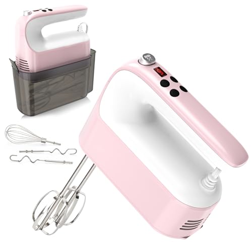 9 Speed Digital Hand Mixer Electric (Pink/White)
