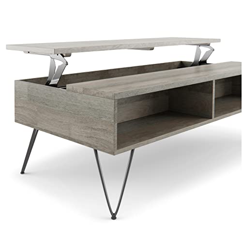 Lockhart 30" Wide Solid Mango Wood Drum Coffee Table in Natural (Lift Top Coffee Table / 48 inch / Grey)