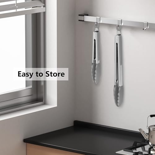 2 Pack Silicone Kitchen Tongs (Gray)