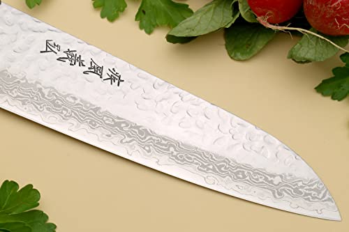 VG10 16 Layer Hammered Damascus Stainless Steel Santoku Chefs Knife (7" / Mahogany Handle)