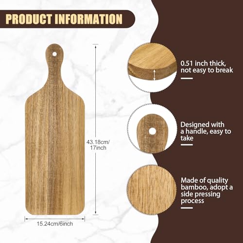 6 Pcs Wood Cutting Boards Bulk 17 Inch with Handle (17 x 6 inches)
