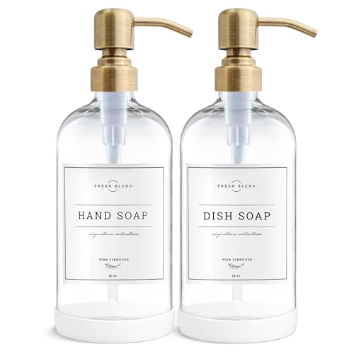 Clear Glass Soap Dispenser (Clear Bottle / Brushed Brass Pump)