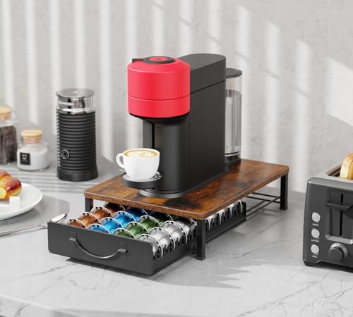 Coffee Pod Holder Drawer Compatible with Nespresso (Wood)