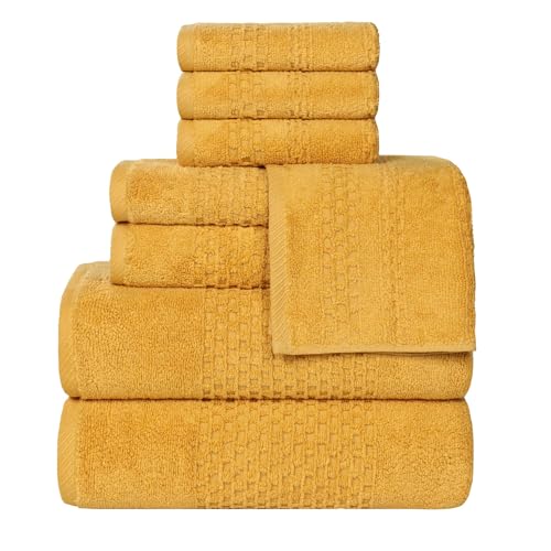 Playa Zero Twist Cotton Medium Weight Towels (8 Piece Towel Set / Gold)