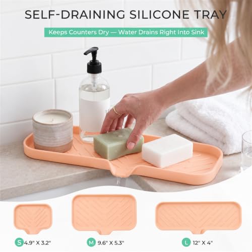Silicone Soap Dish with Drain Spout (Pink / L(12"×4"))