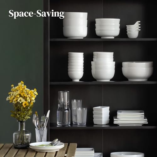 22 OZ White Ceramic Bowls Set of 4 (22 OZ / Soft White)