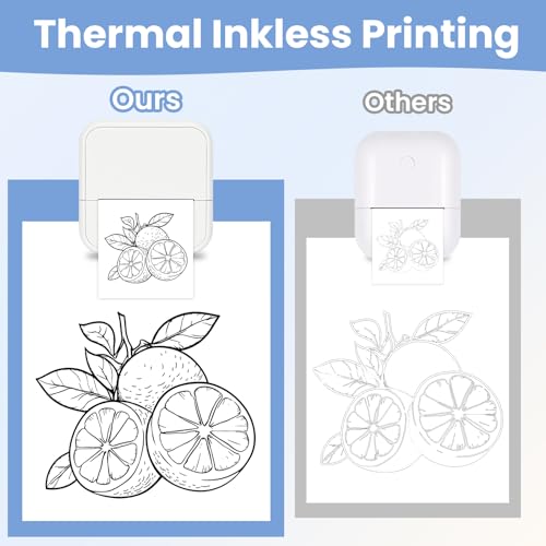 Sticker Printer with 4 Roll Paper Portable Thermal Inkless Printer (White)