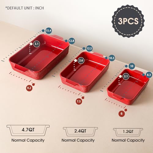 Ceramic Baking Dish Set of 3 (Christmas Red)