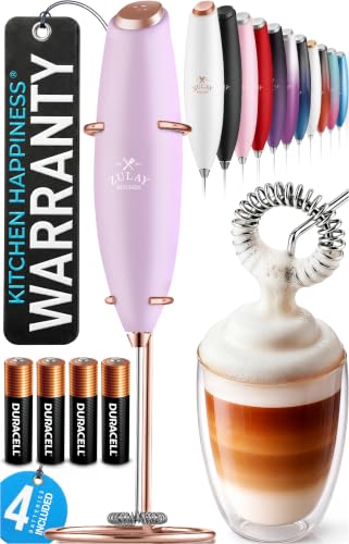 Powerful Milk Frother Wand With Duracell Batteries (Elegant Rose Gold / Z1 Motor + Batteries)