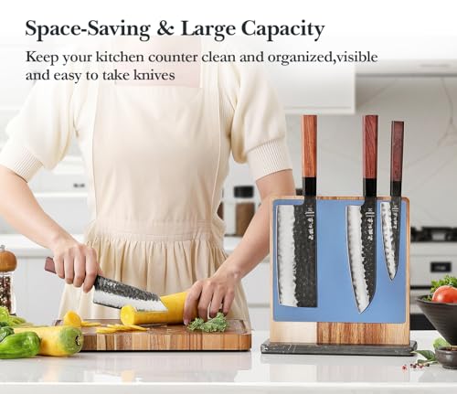 Double sided Magnetic Knife Holder without Knives (Acacia Wood Knife Holder)