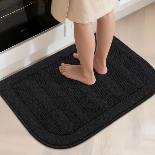 24x36 Inch Kitchen Rugs Non Slip Washable Kitchen Sink Rug (2' x 3' (Semicircular) / Black)