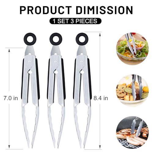 Mini Stainless Steel Kitchen Tongs for Cooking (7-Inch)