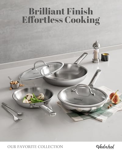Stainless Steel Frying Pan Set with Lids 8"&10"&12"