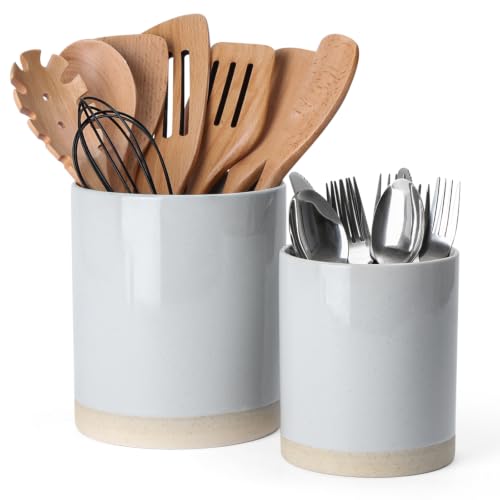 Ceramic Utensil Holder (Light Gray)