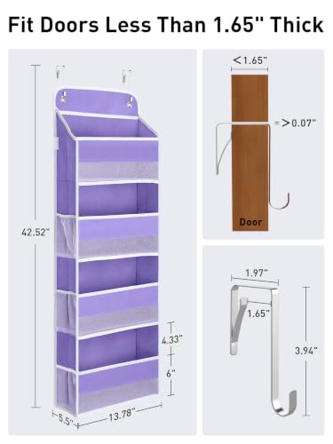 Over the Door Organizer forNursery Closet 35.2lbs Load Purple 4 Tier (Purple / 4 Tier)