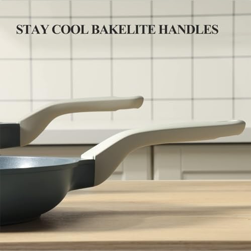 Nonstick Ceramic Frying Pan with Lid (12" W/Lid / Gray)