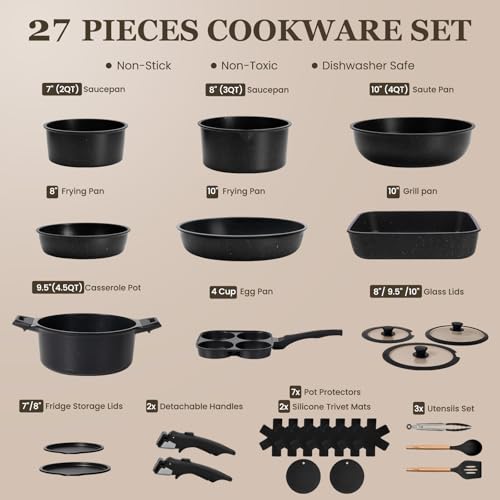 Pots and Pans Set (Black / 27 Pack)